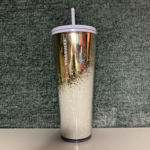 Starbucks Accessories - Starbucks 2019 Gold White Snow Glitter 24oz